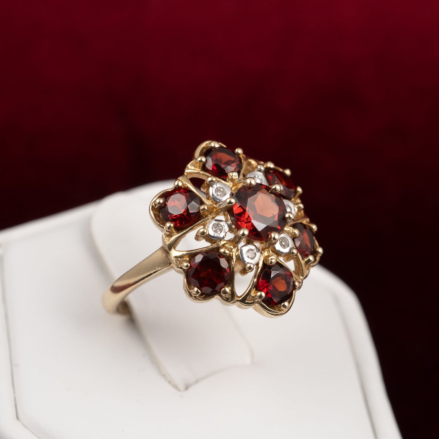 Garnet and Diamond Gold Ring for garnet jewellery collection hunters fine jewellery