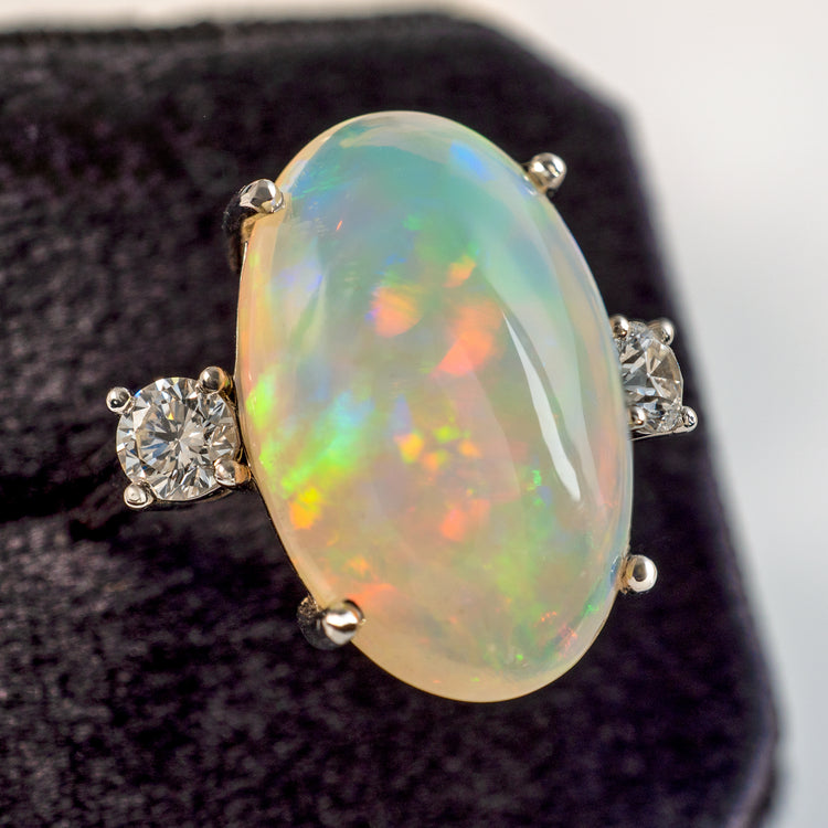 opal and diamond three stone ring from opal jewellery collections 