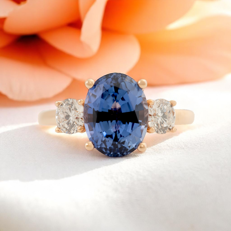 lab sapphire diamond ring