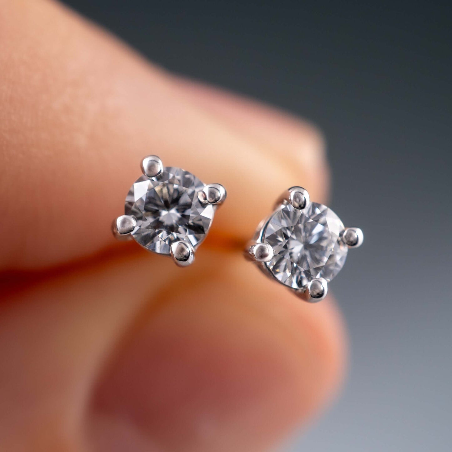0.50ct Lab Diamond Stud back Butterfly Post Earrings 9ct White Gold Hallmarked - Hunters Fine Jewellery