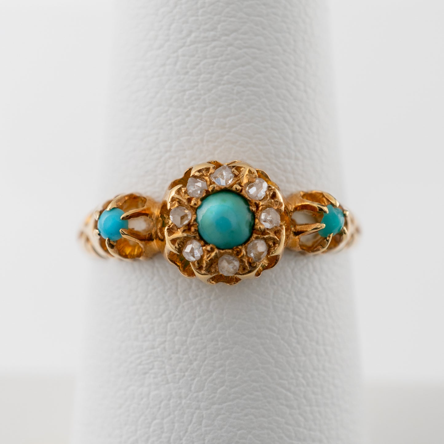 Late Victorian 18ct Gold Turquoise Diamond Ring Birmingham 1899
