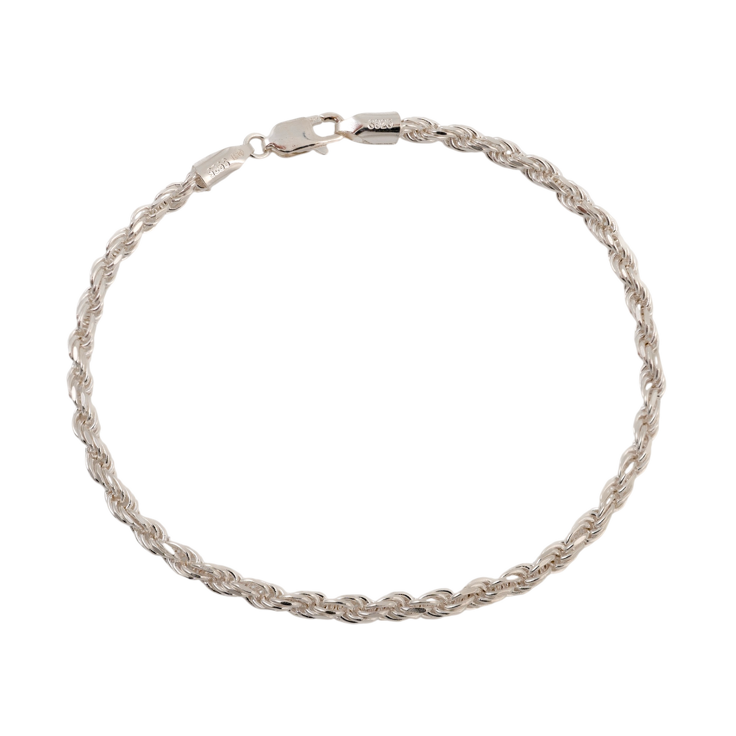  3mm silver rope bracelet – solid 925 sterling silver