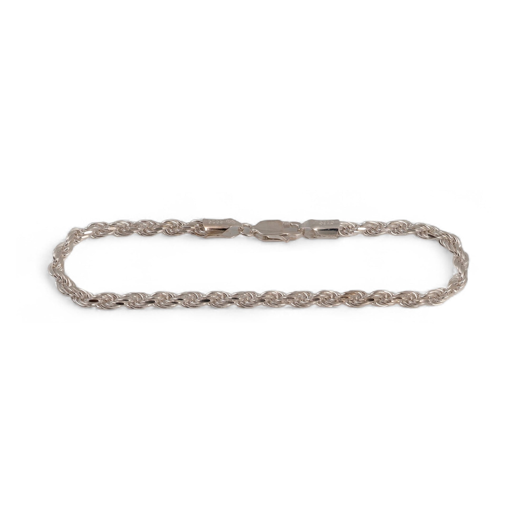 3mm silver rope bracelet 6.5 inch length