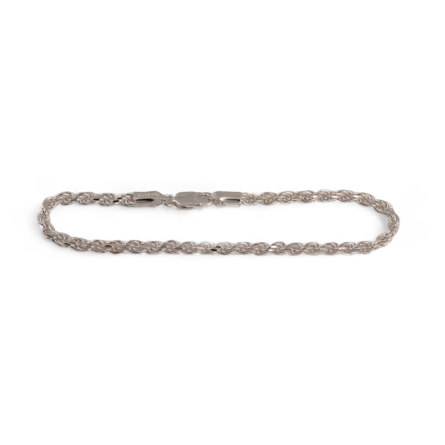 3mm silver rope bracelet 7 inch length