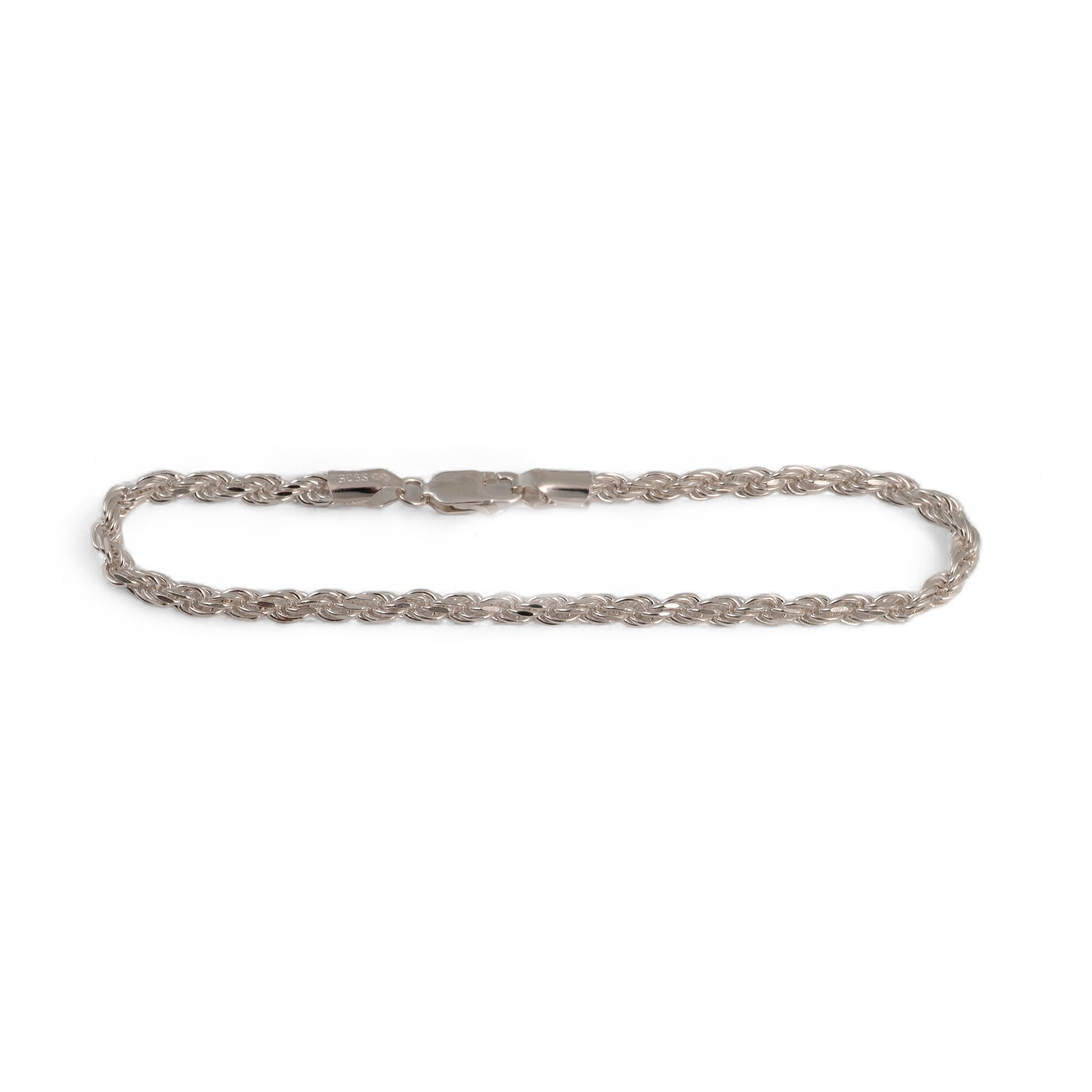 3mm silver rope bracelet 7 inch length