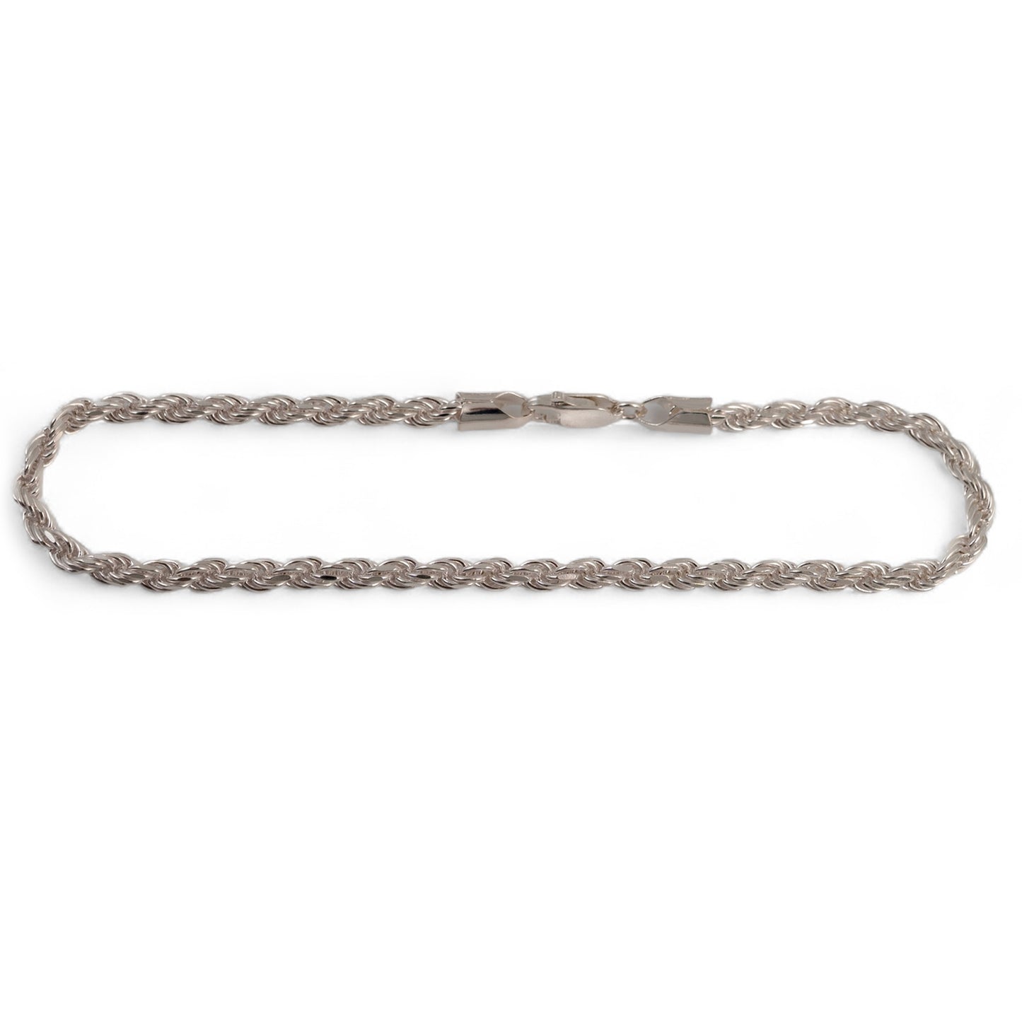 3mm silver rope bracelet 8 inch length