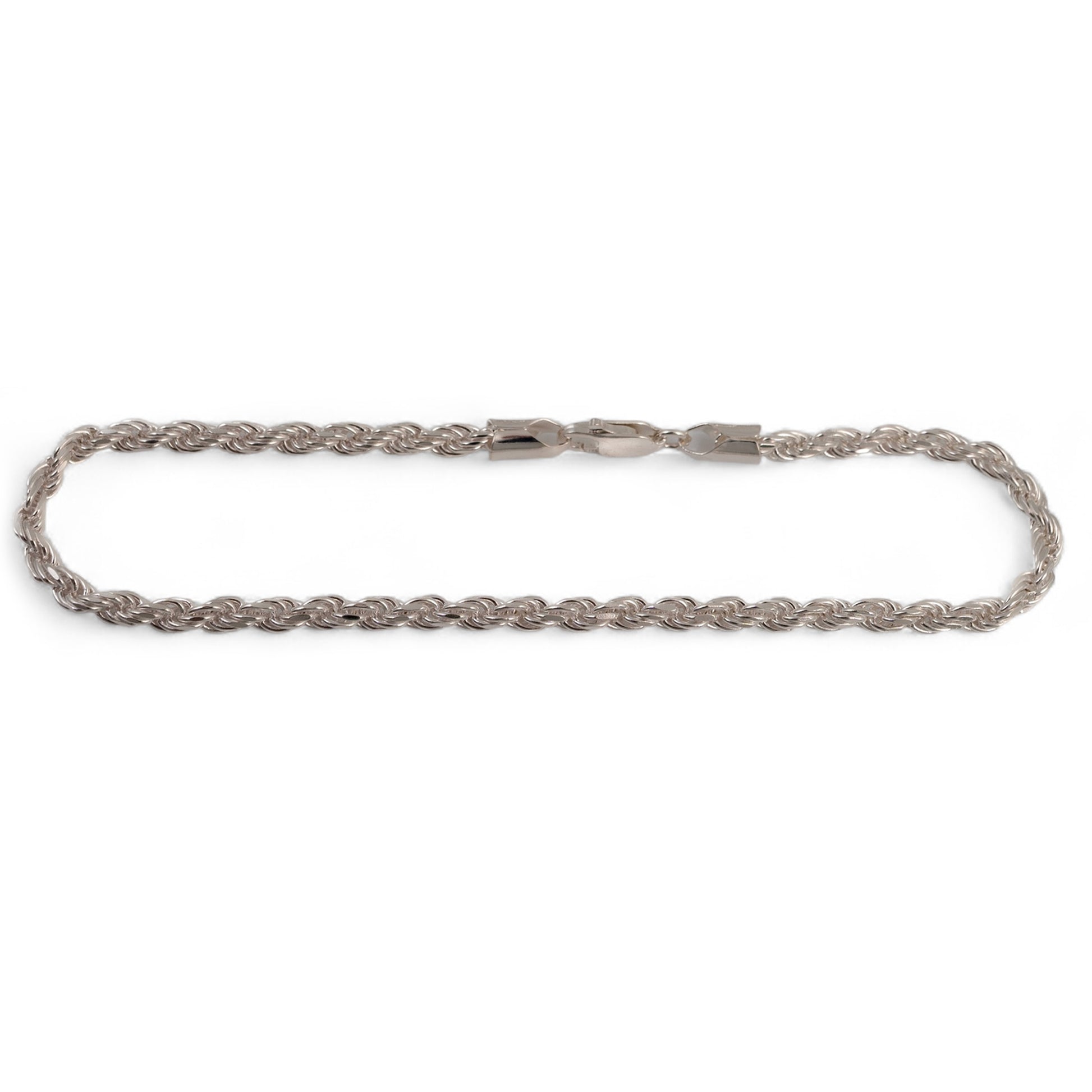 3mm silver rope bracelet 8 inch length