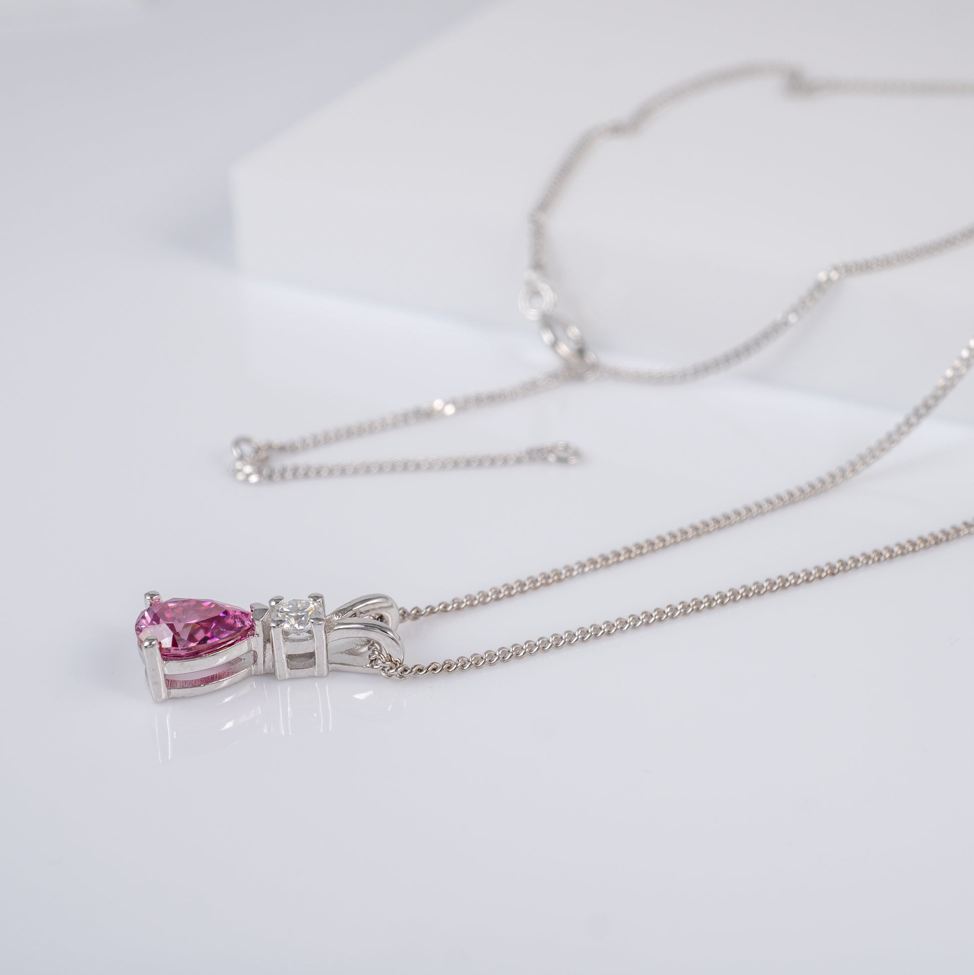 Pink gemstone necklace sterling silver hunters fine jewellery