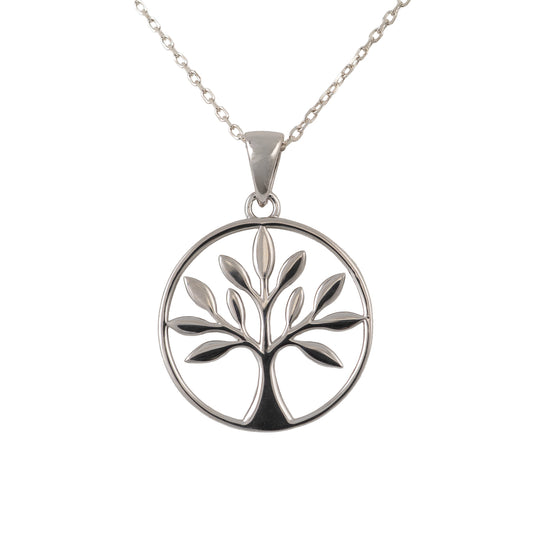 925 silver tree of life necklace front main product shot with white background