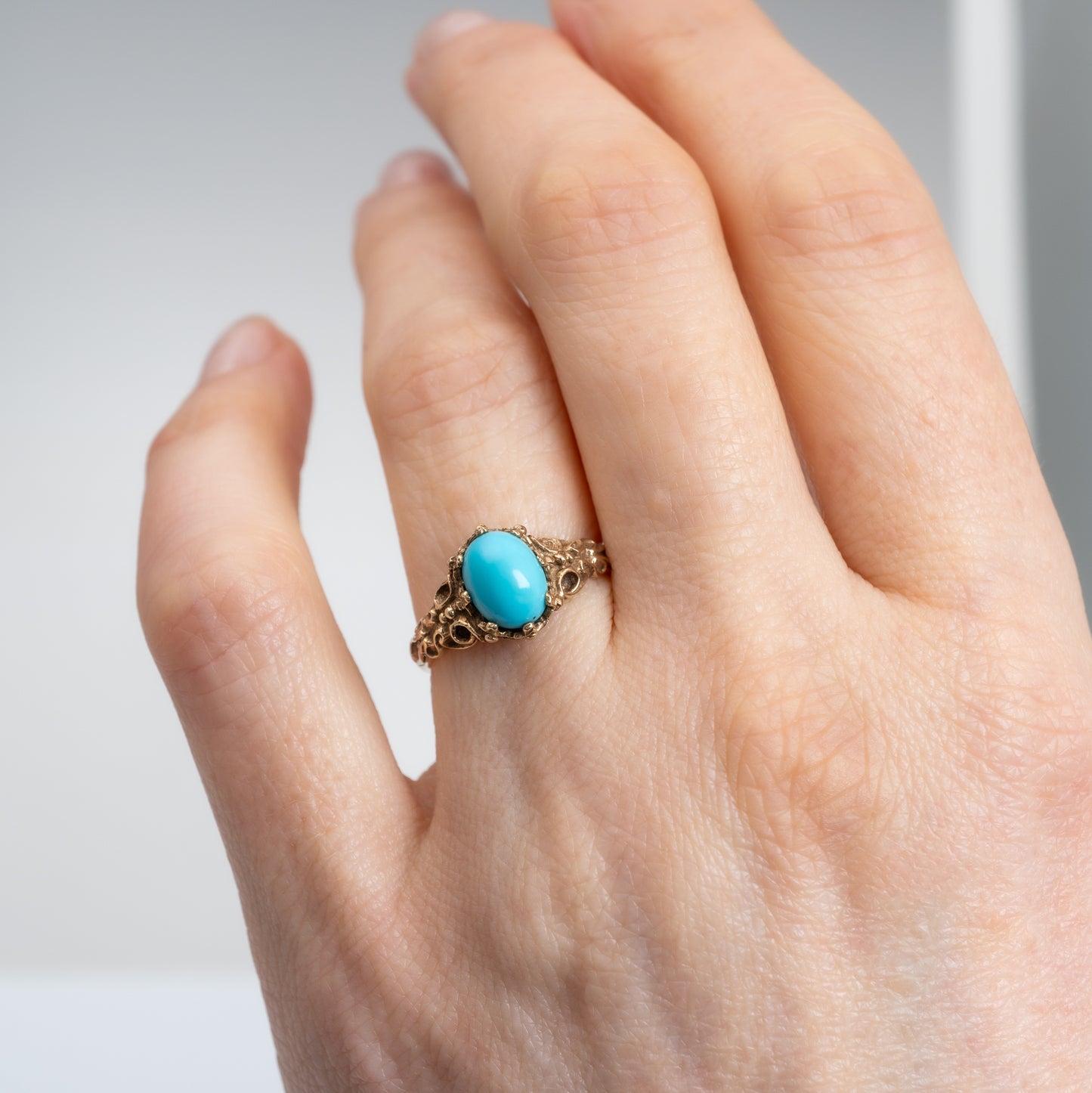 Turquoise Ring Gold with Vintage Charm