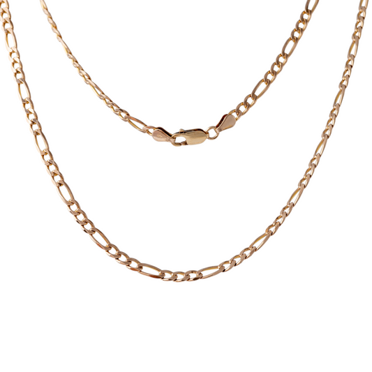 9ct gold Figaro chain necklace showing the lobster clasp