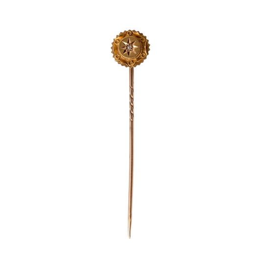 Antique Diamond Stick Pin with Victorian Detail