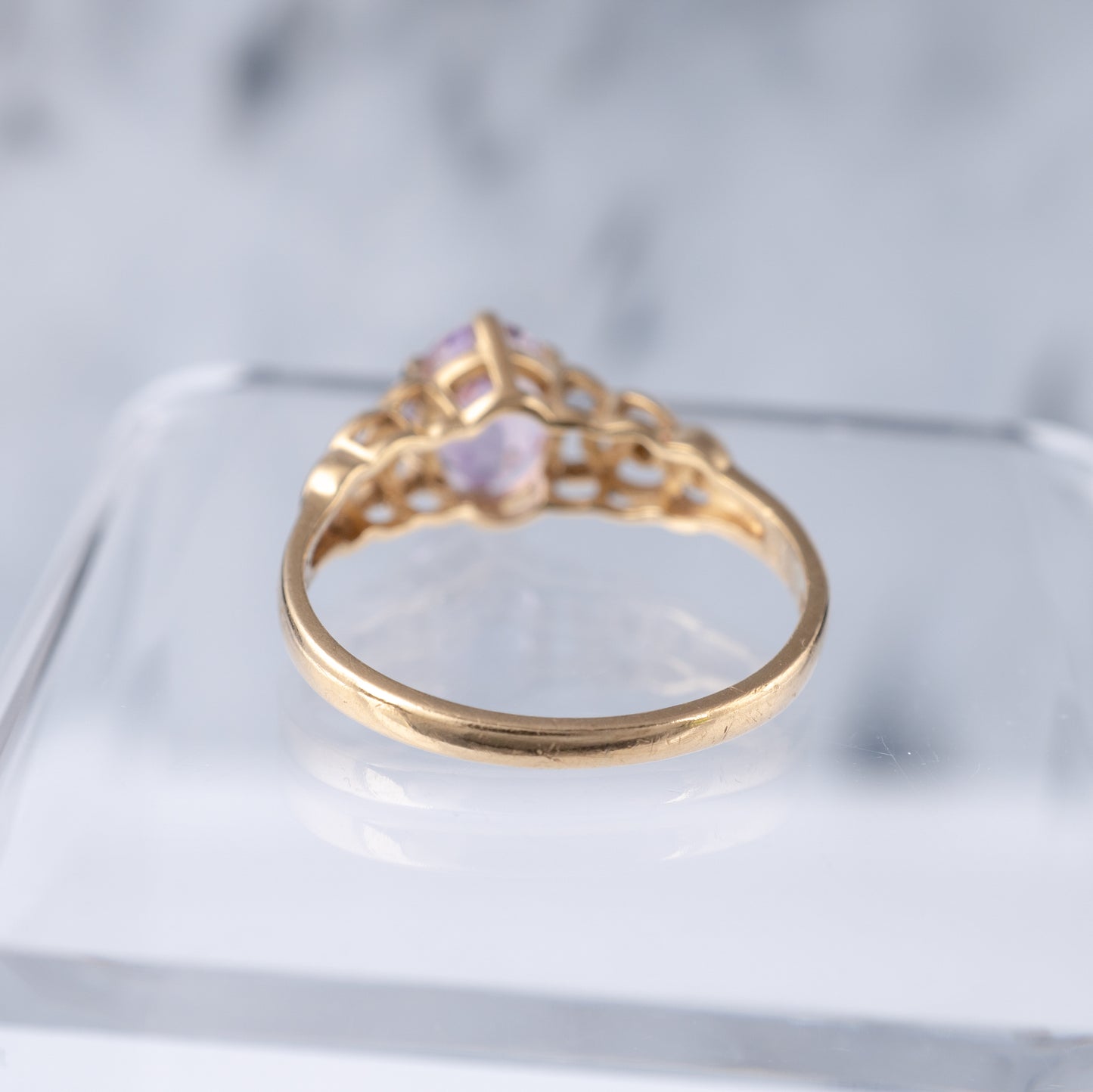 Vintage Pale Amethyst Dress Ring Size O, Gold Hallmarks 1993 - Hunters Fine Jewellery