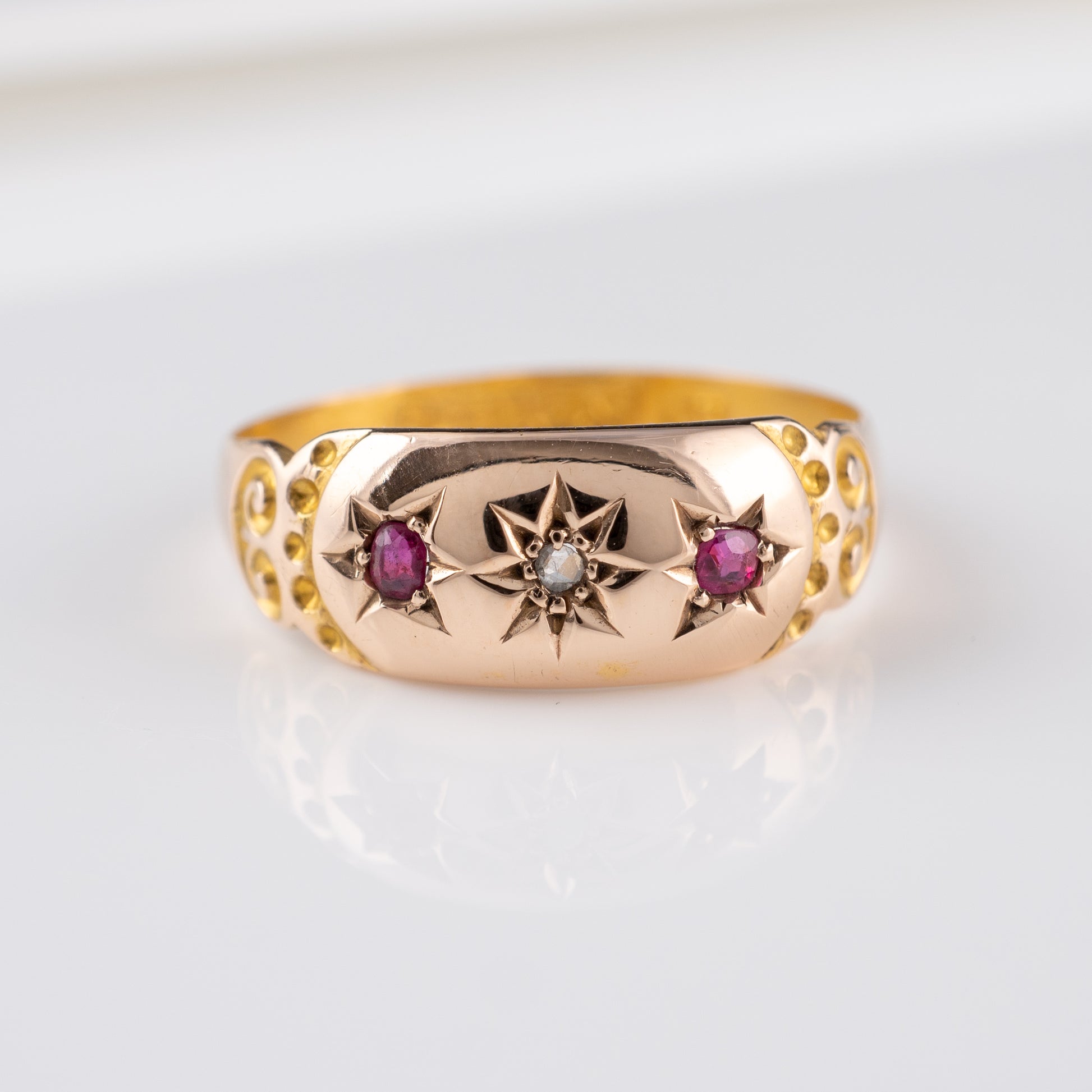 Antique Ruby Diamond Gypsie Ring Chester 1904 - Hunters Fine Jewellery