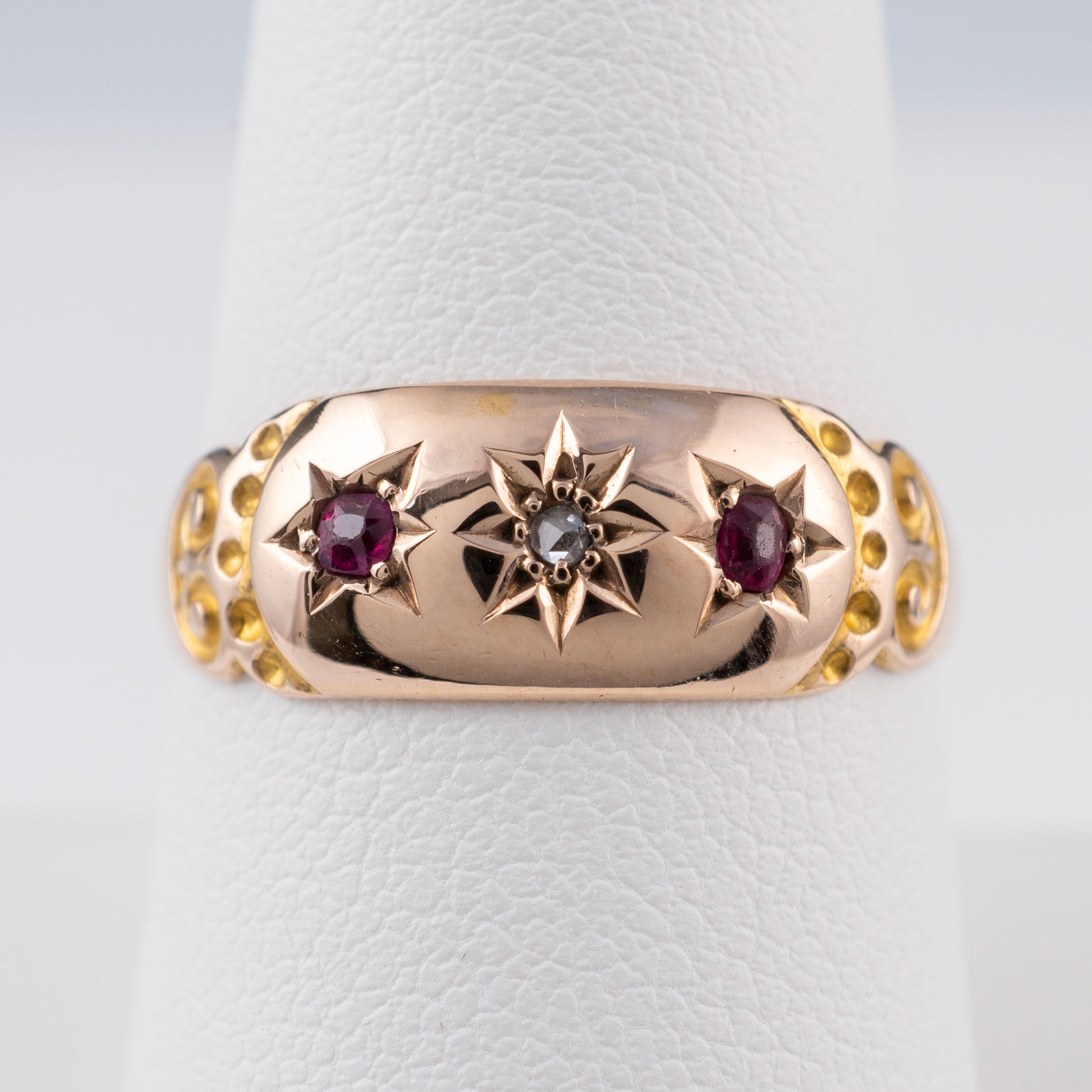 Antique Ruby Diamond Gypsie Ring Chester 1904 - Hunters Fine Jewellery