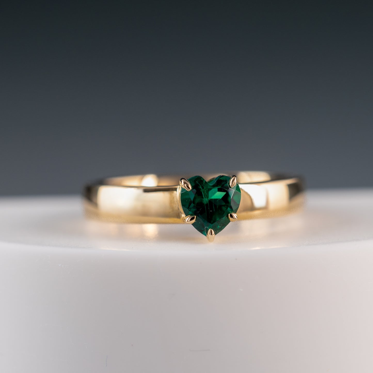 9ct Gold Lab Emerald Heart Ring Full Hallmarks Made To Order - Hunters Fine Jewellery