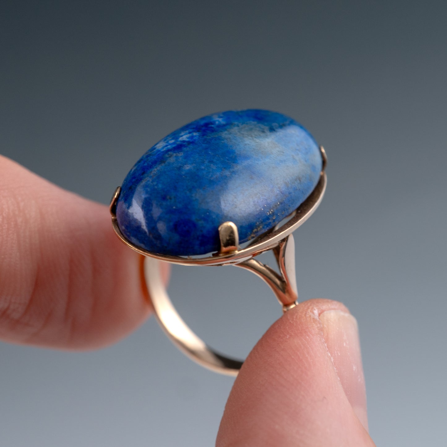 Vintage 14k Gold Lapis Lazuli Ring French