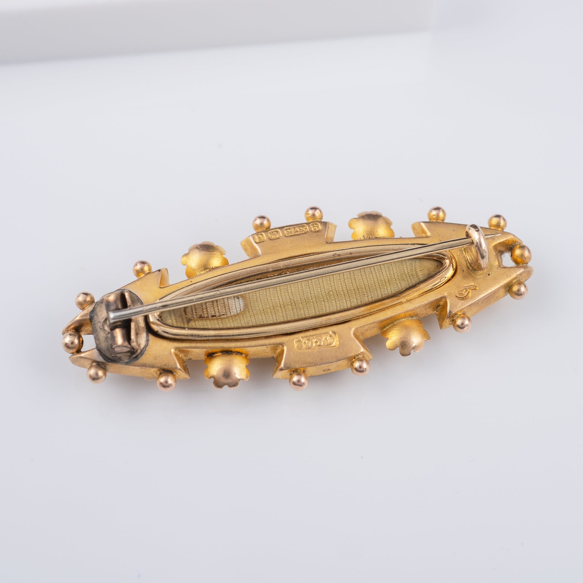 Victorian Ruby& Pearl Locket Brooch Pin 9ct Yellow Gold - Hunters Fine Jewellery