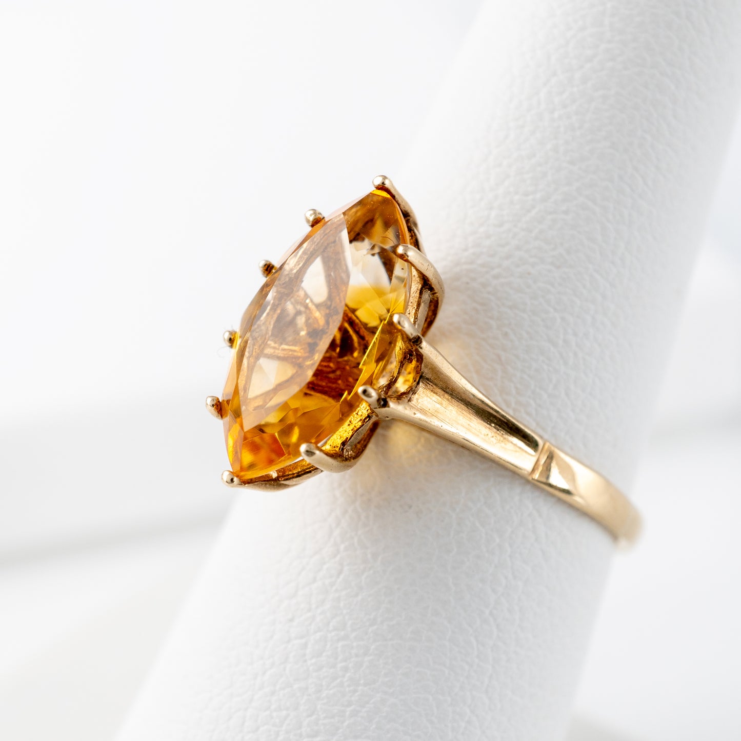 Pre-Owned Citrine Marquise Solitaire Gem Ring 9ct Gold
