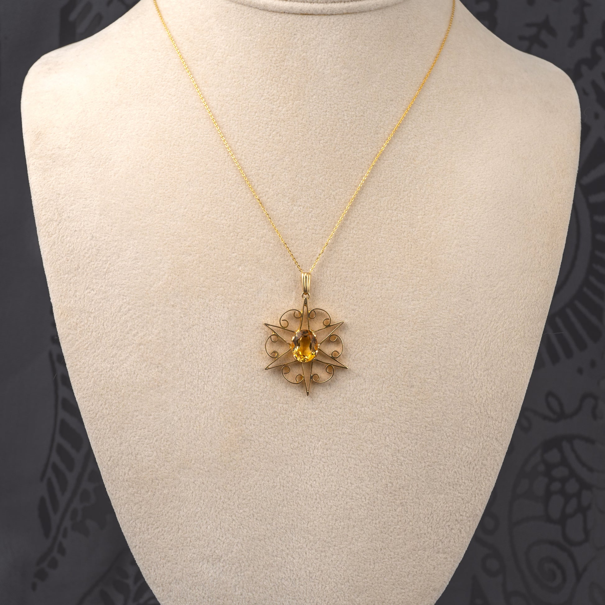 Pre-owned Citrine Birthstone Pendant on Gold Chain