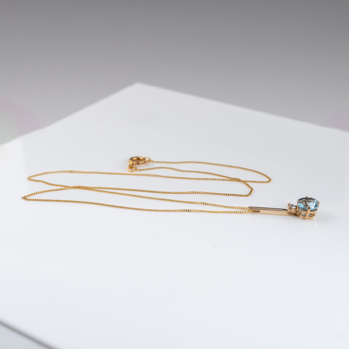 Swiss Blue topaz and Diamond pendant necklace 