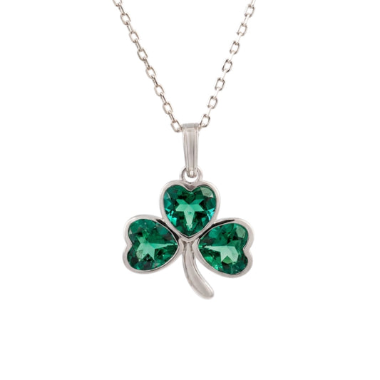 Sterling Silver Shamrock Necklace – Irish Clover Pendant