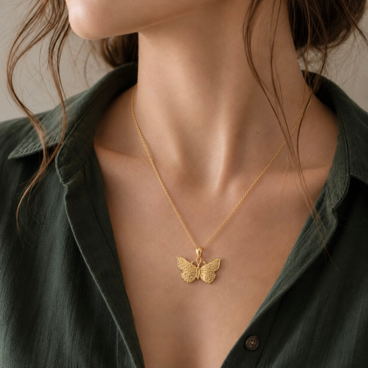 Gold Butterfly Necklace – Solid 9ct Gold Pendant