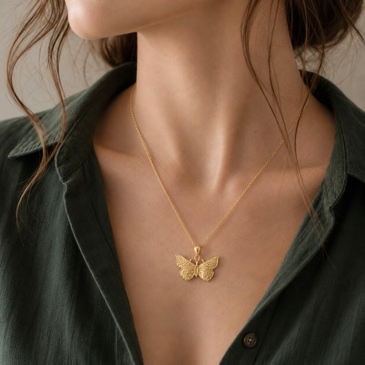 Gold Butterfly Necklace – Solid 9ct Gold Pendant