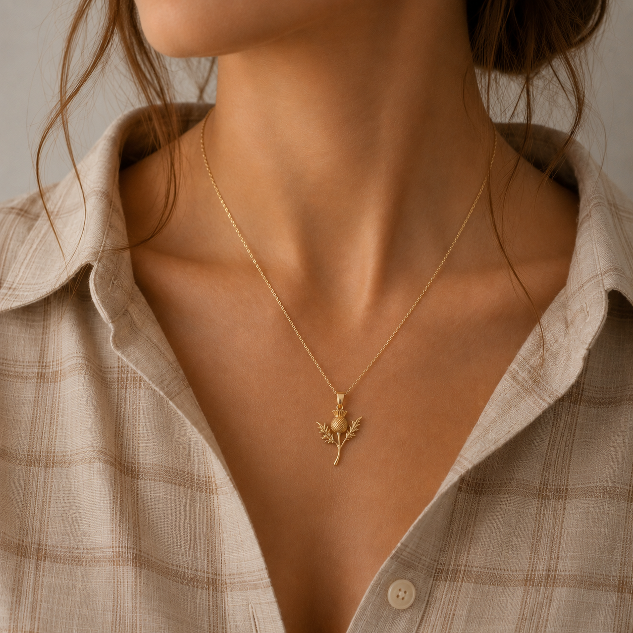 9ct / 375 Gold Thistle Pendant Necklace – Scottish National Flower Jewellery