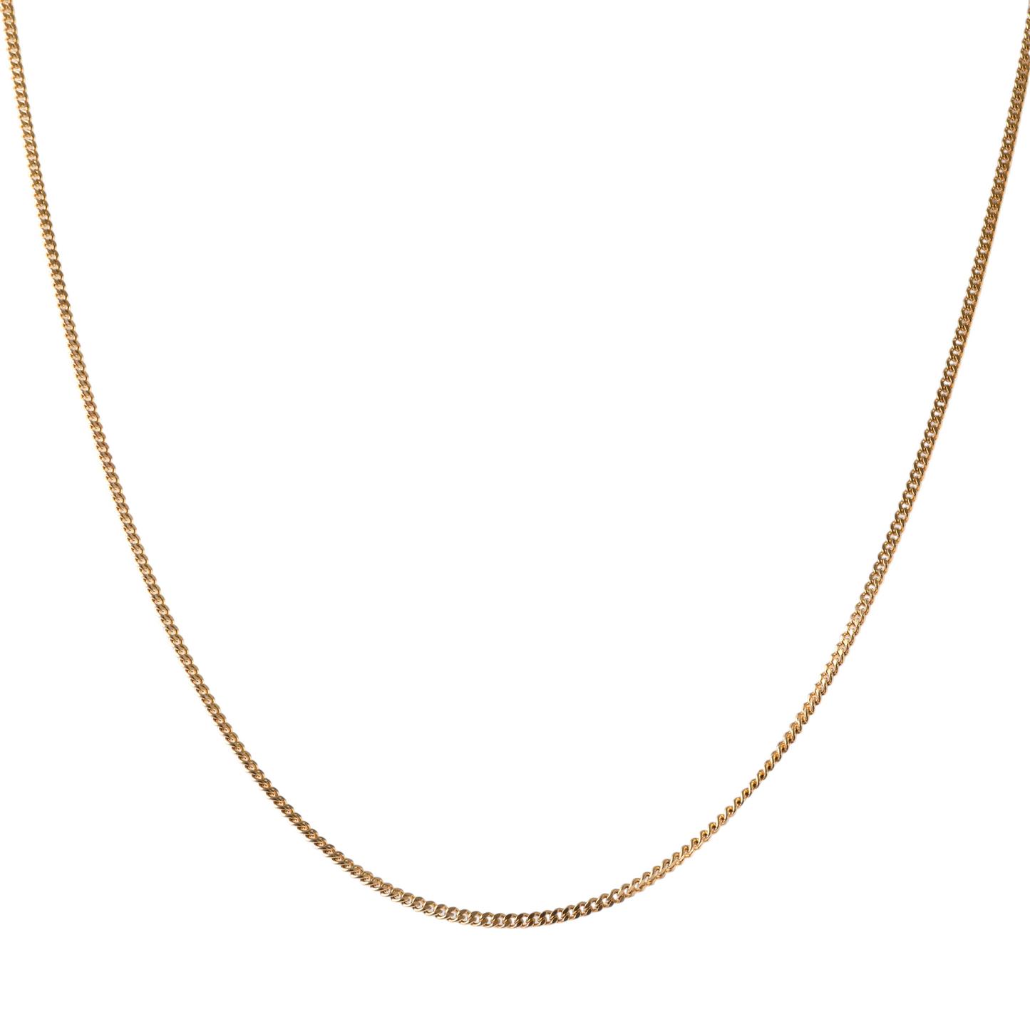 9ct gold curb chain necklace displayed in a classic draped position