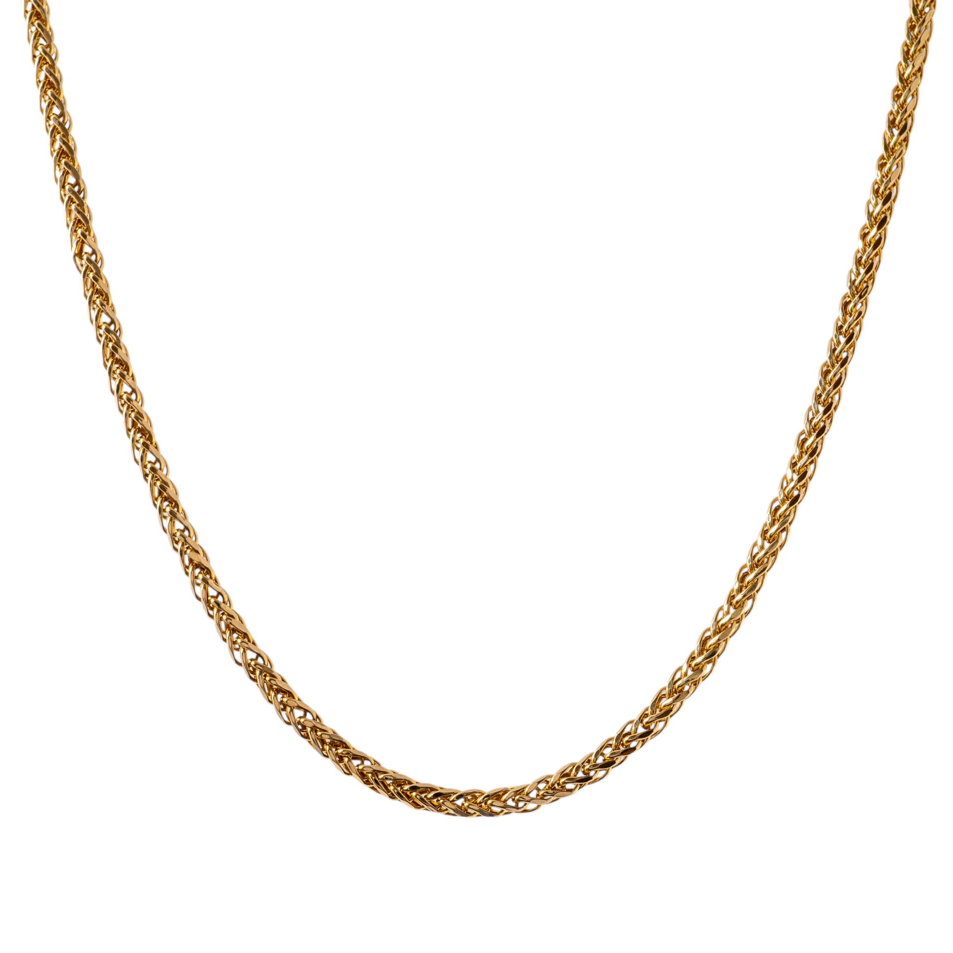 9ct gold spiga chain necklace for women, 28 inches long with a polished finish