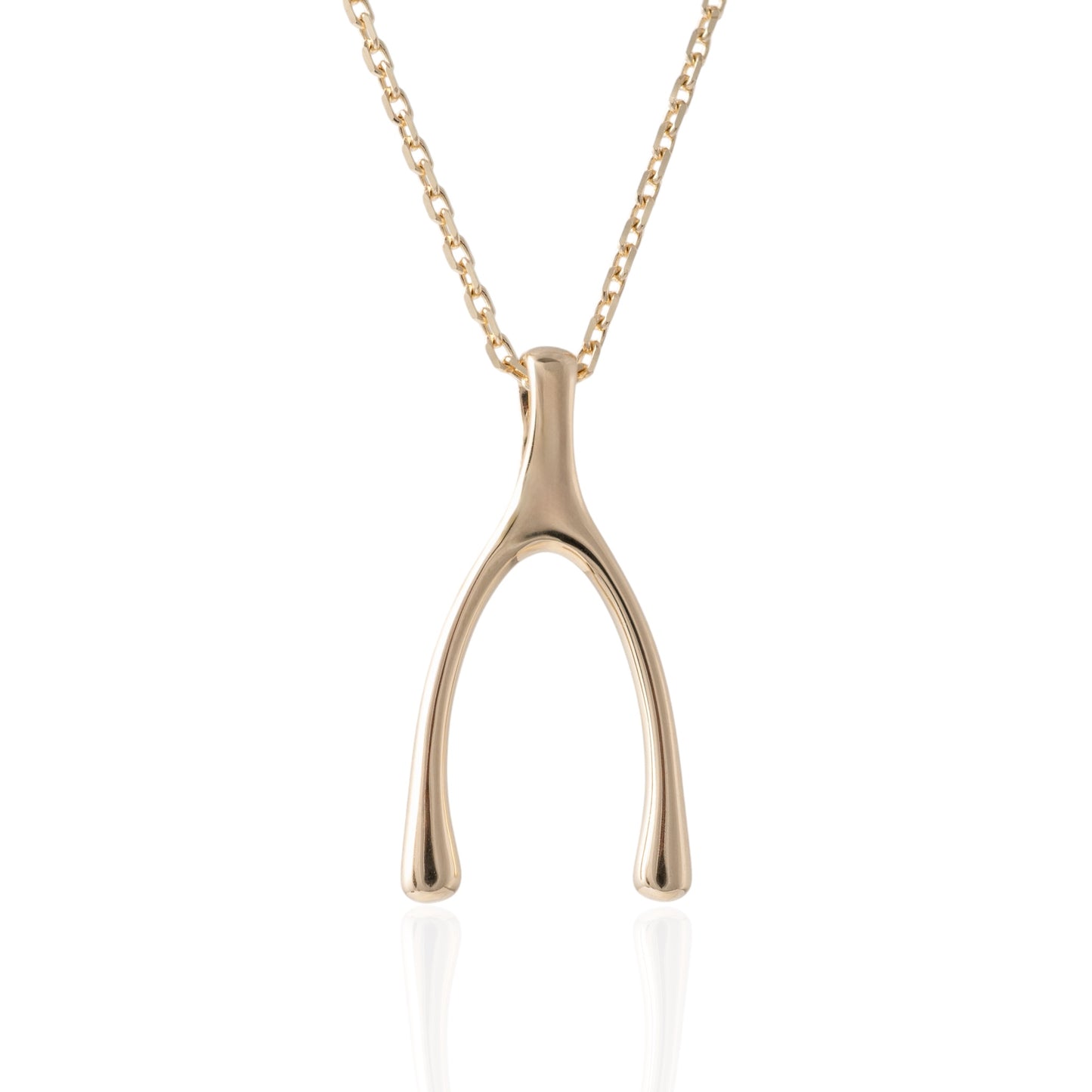 gold wishbone necklace pendant hunters fine jewellery uk