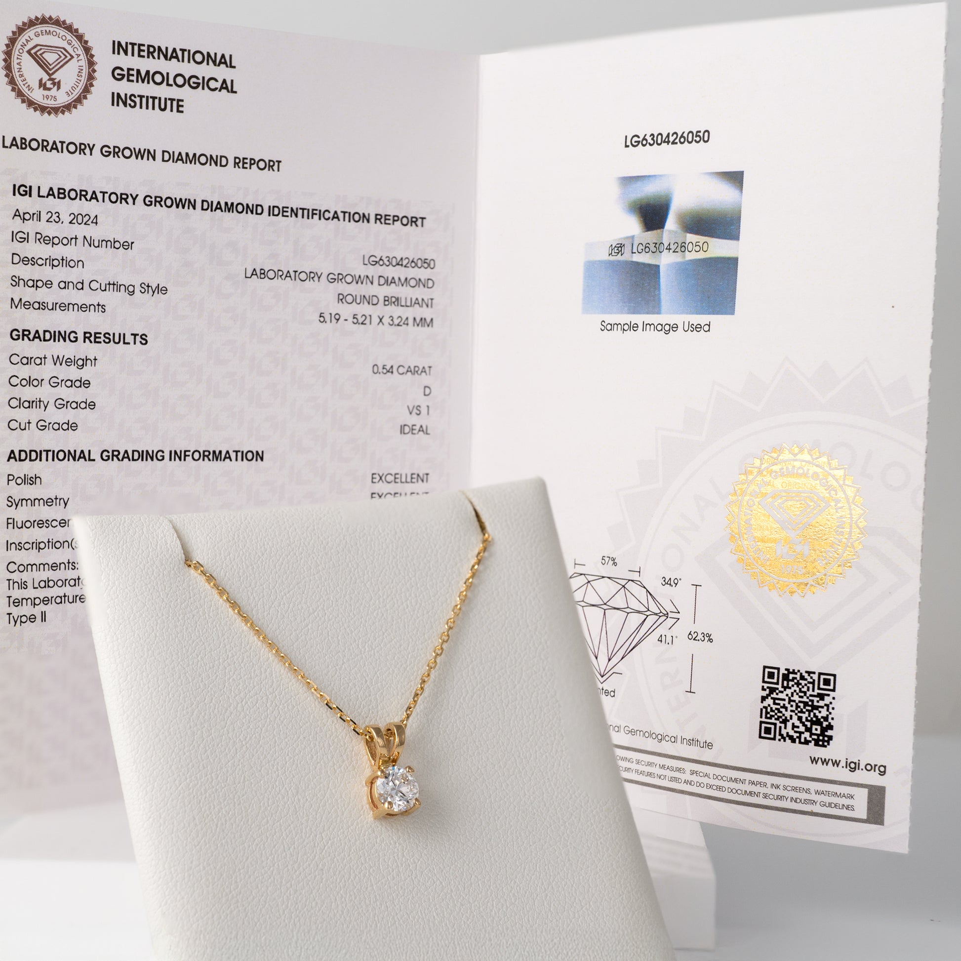 Lab Grown Diamond Necklace – 9ct Gold, IGI Certified