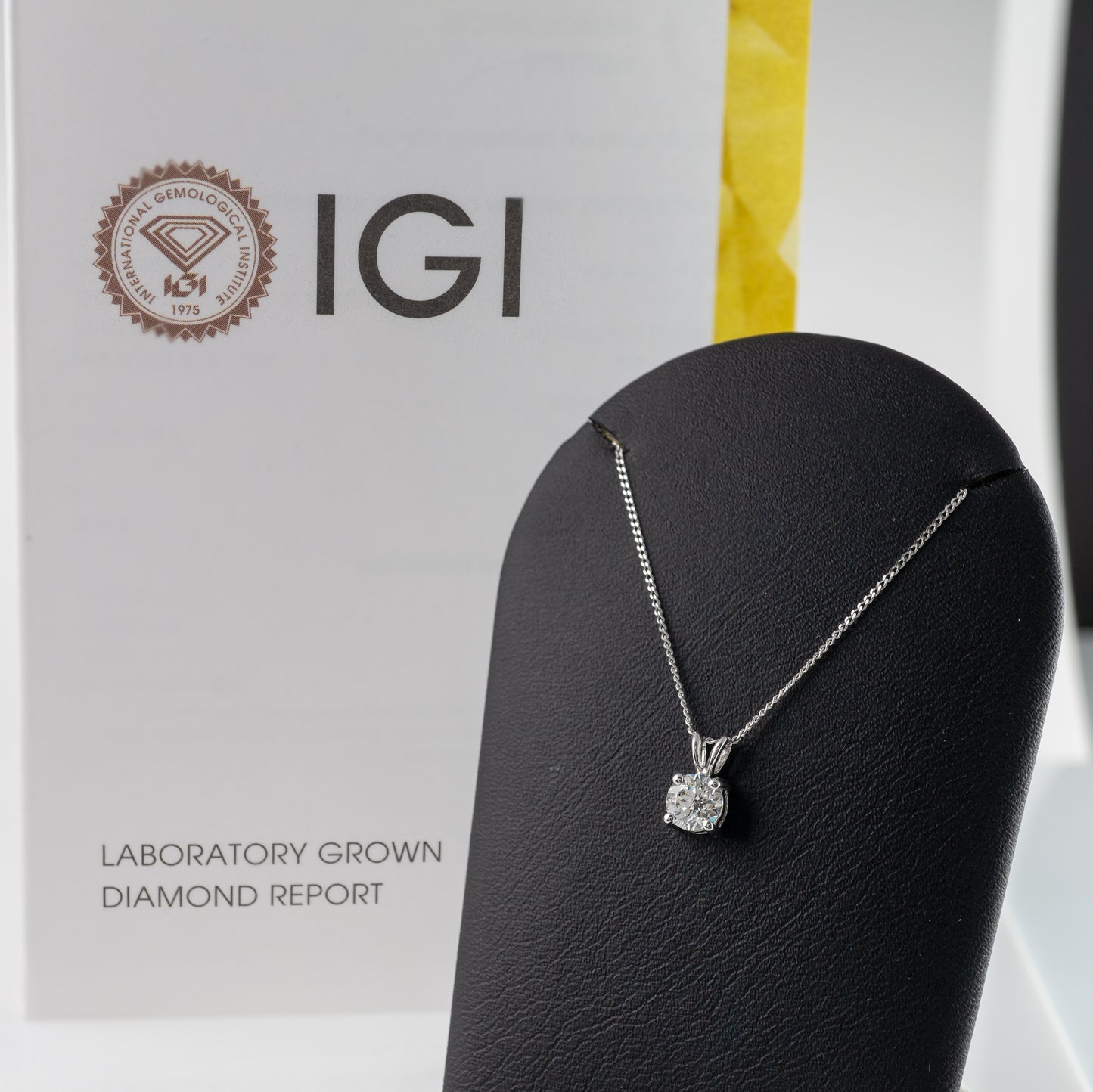 18ct White Gold 0.50 Carat Lab Diamond Solitaire Pendant Necklace