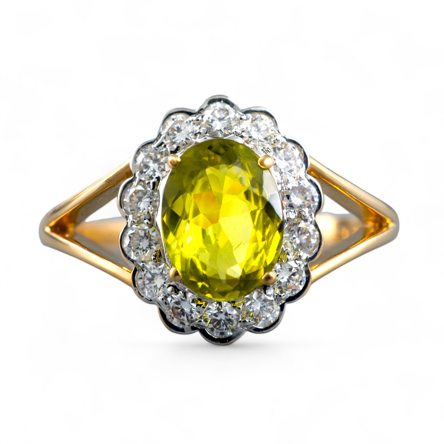 Chrysoberyl ring diamond accents yellow gold hunters fine jewellery 