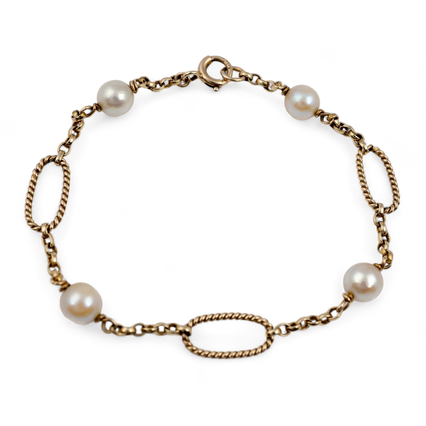 Pearl bracelet gold links women 