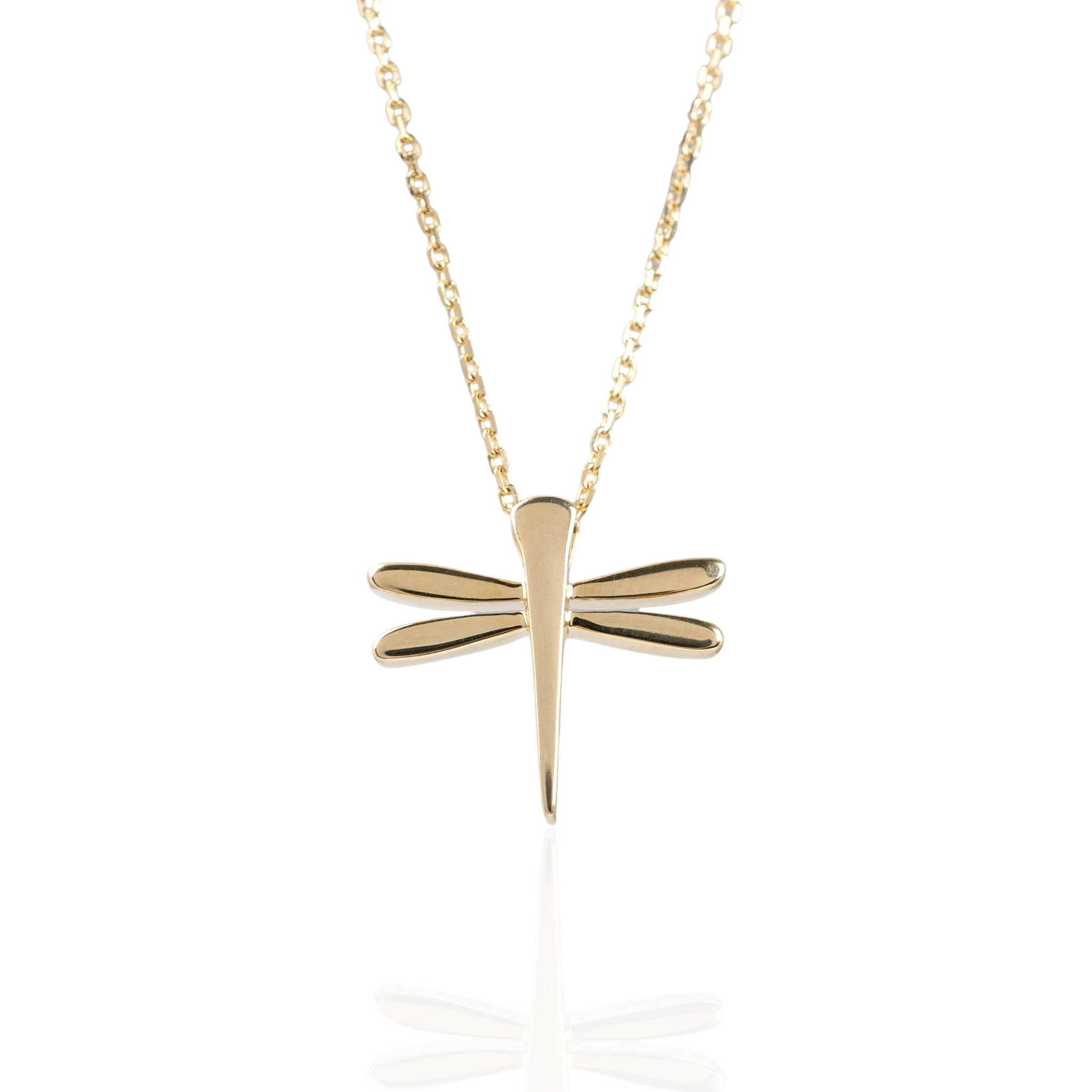 Yellow gold dragonfly necklace hunters fine jewellery 