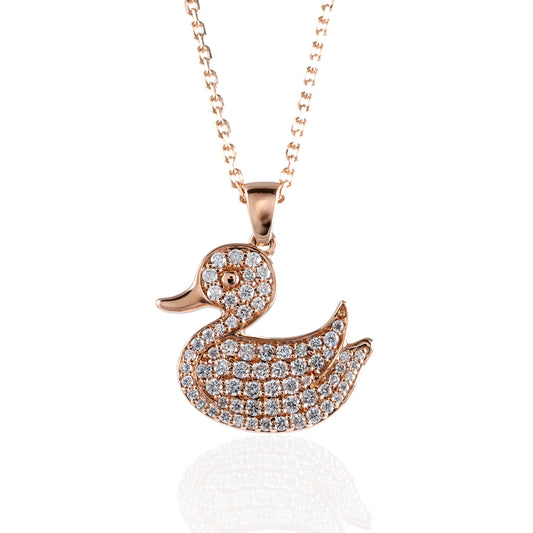 lab grown diamond duck necklace rose gold hunters fine jewellery gifts 