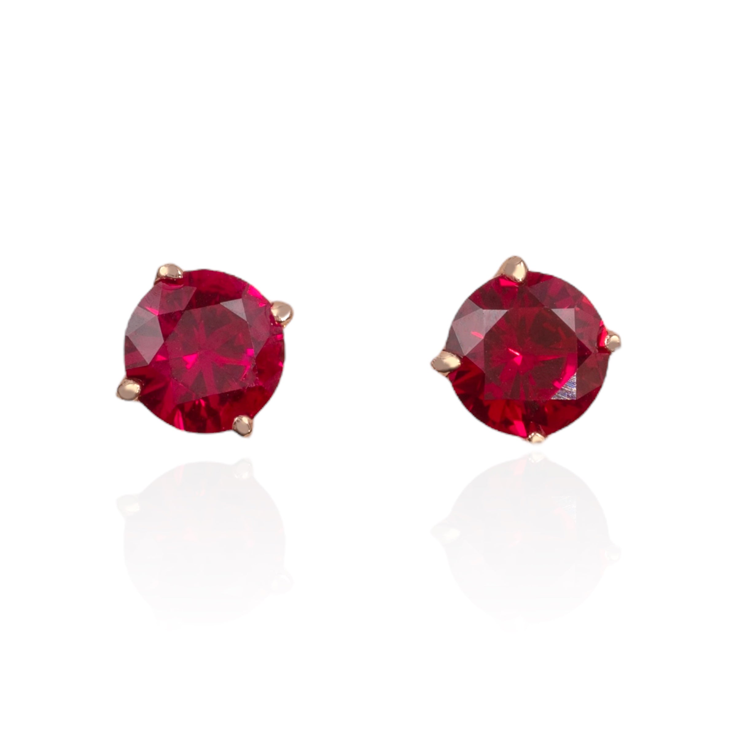 Ruby Ro Lab Ruby Earrings 2ct Round Rose Gold Studs
