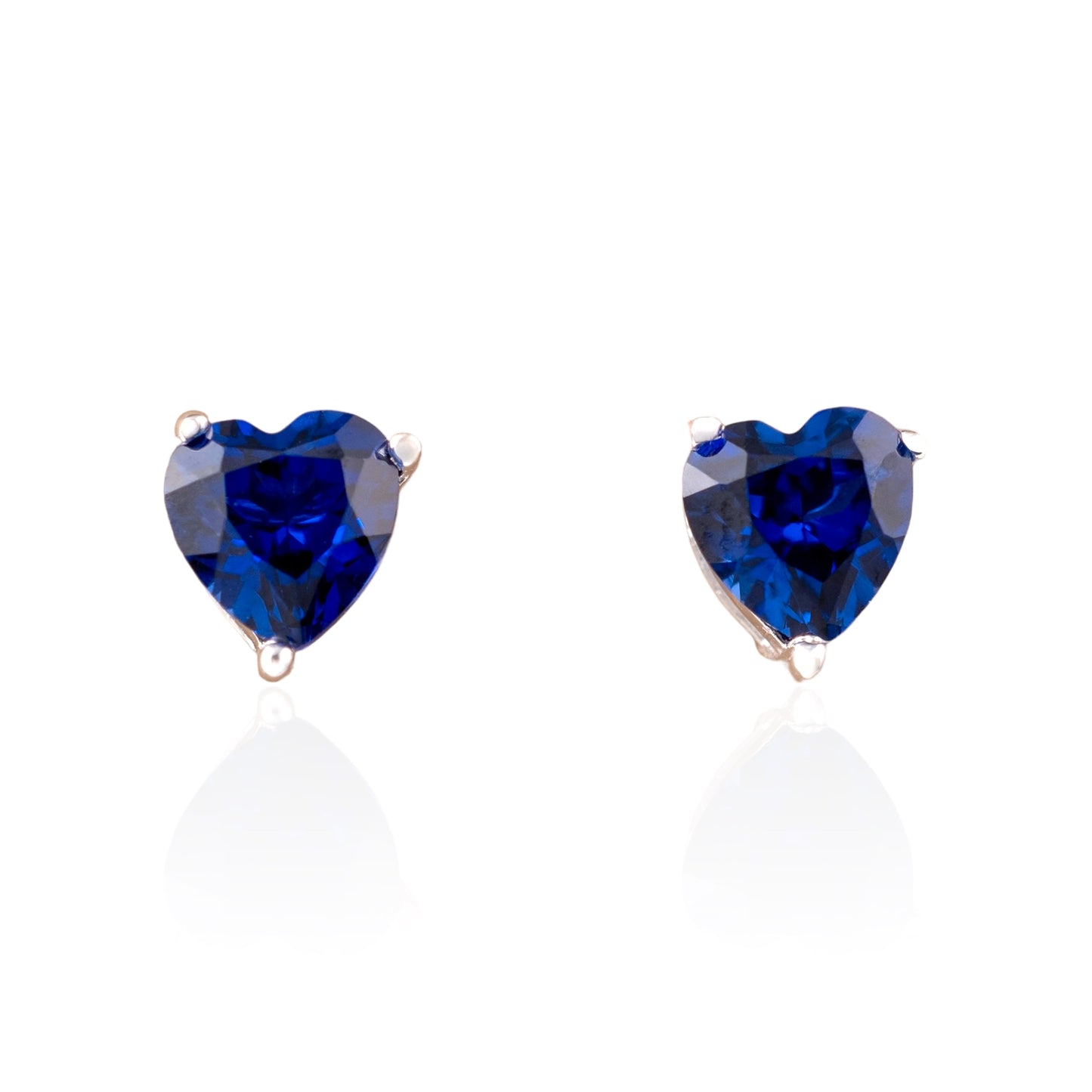 lab blue sapphire heart studs september birthstone earrings