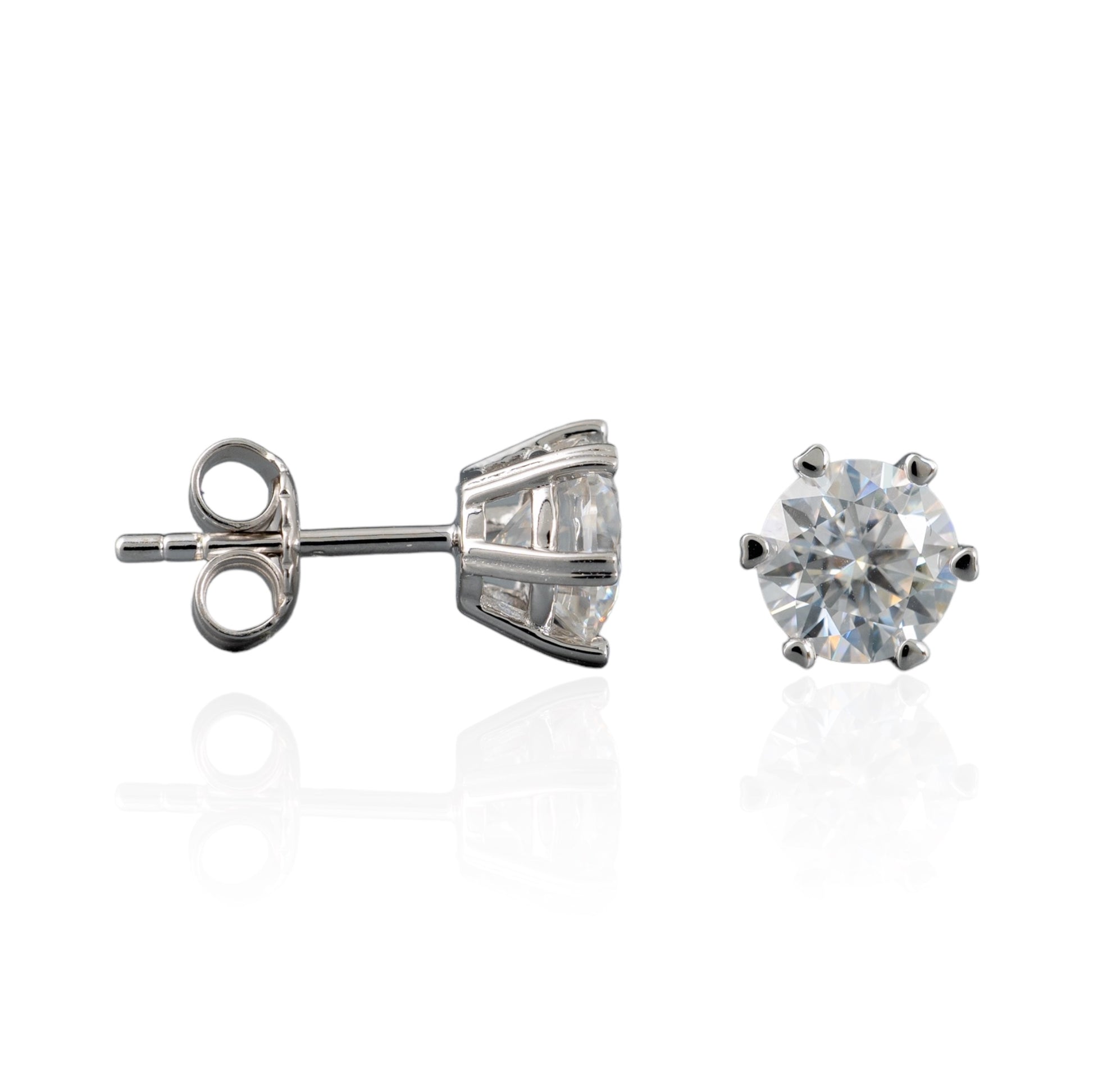 Moissanite stud earrings 2ct in 925 silver side and front
