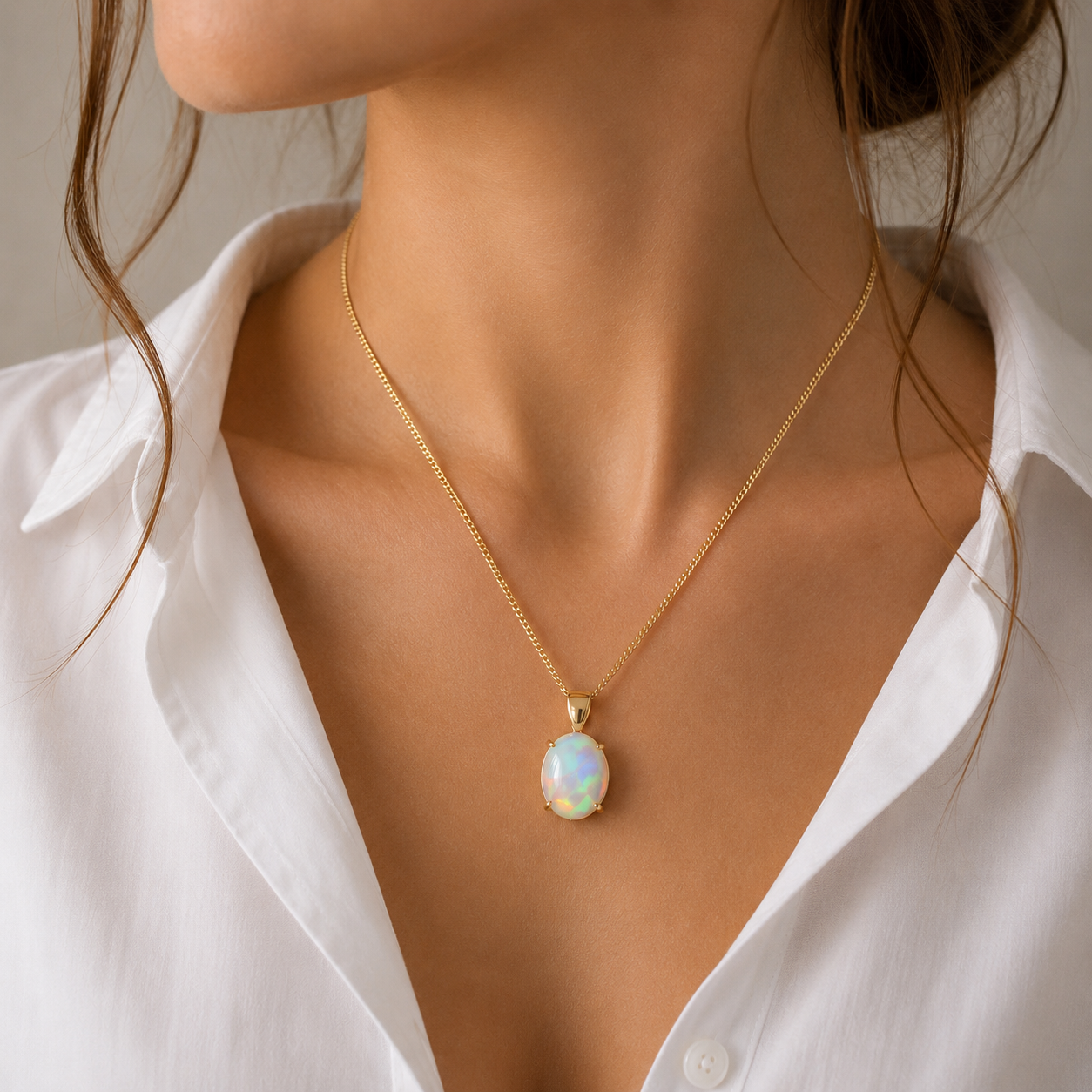 9ct Gold Opal Pendant Necklace with 9.44ct Ethiopian Opal