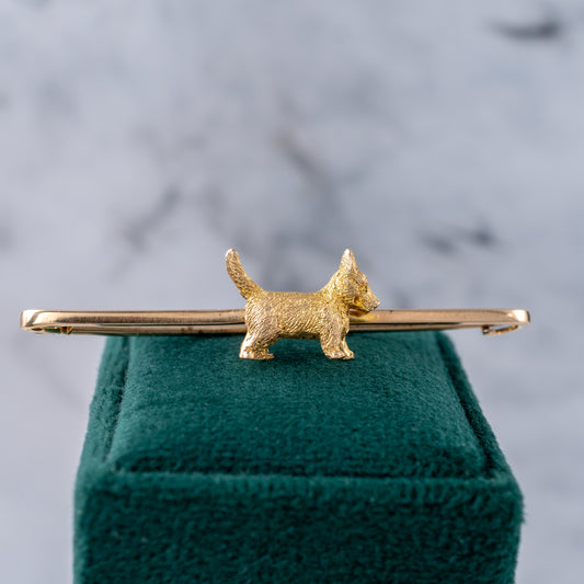 antique gold scottie dog brooch pin