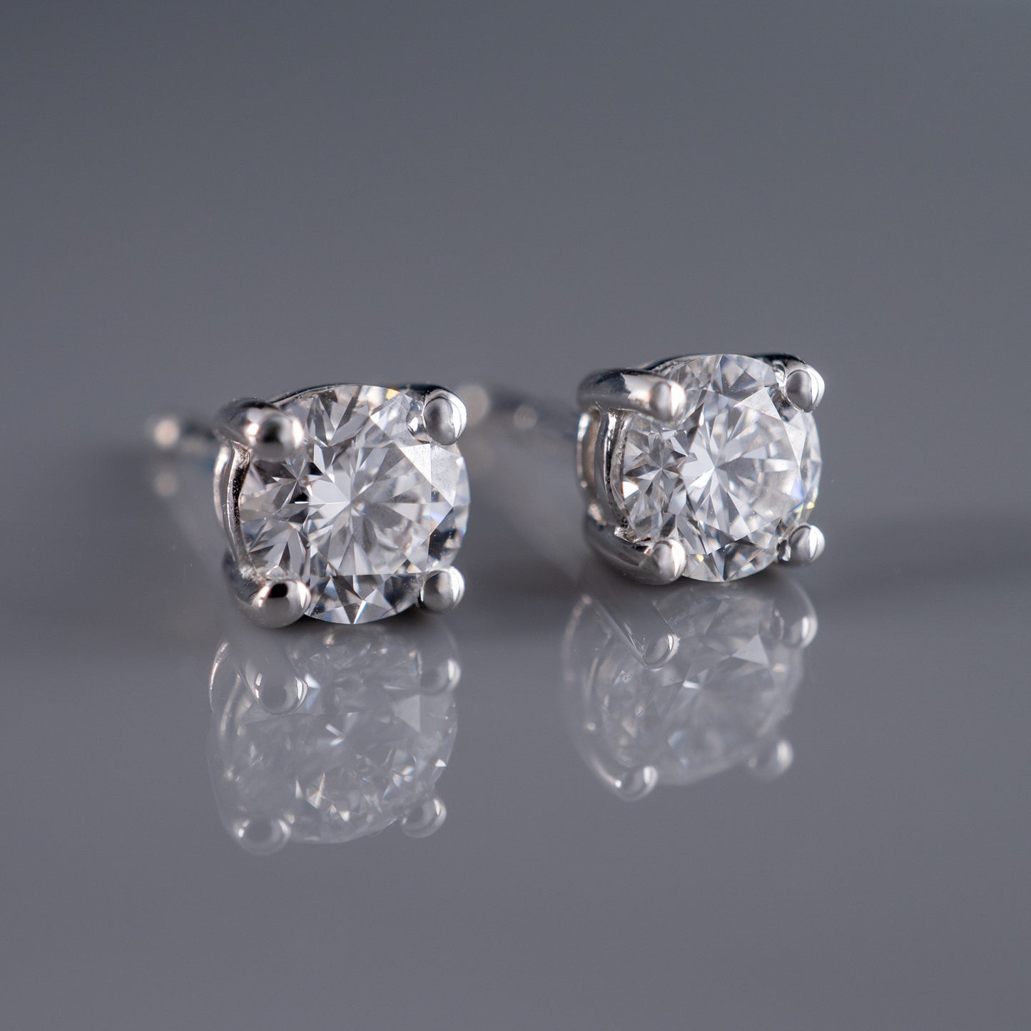 IGI Certified 1 Carat Lab Diamond Stud Earrings 18k White Gold Hallmarked - Hunters Fine Jewellery