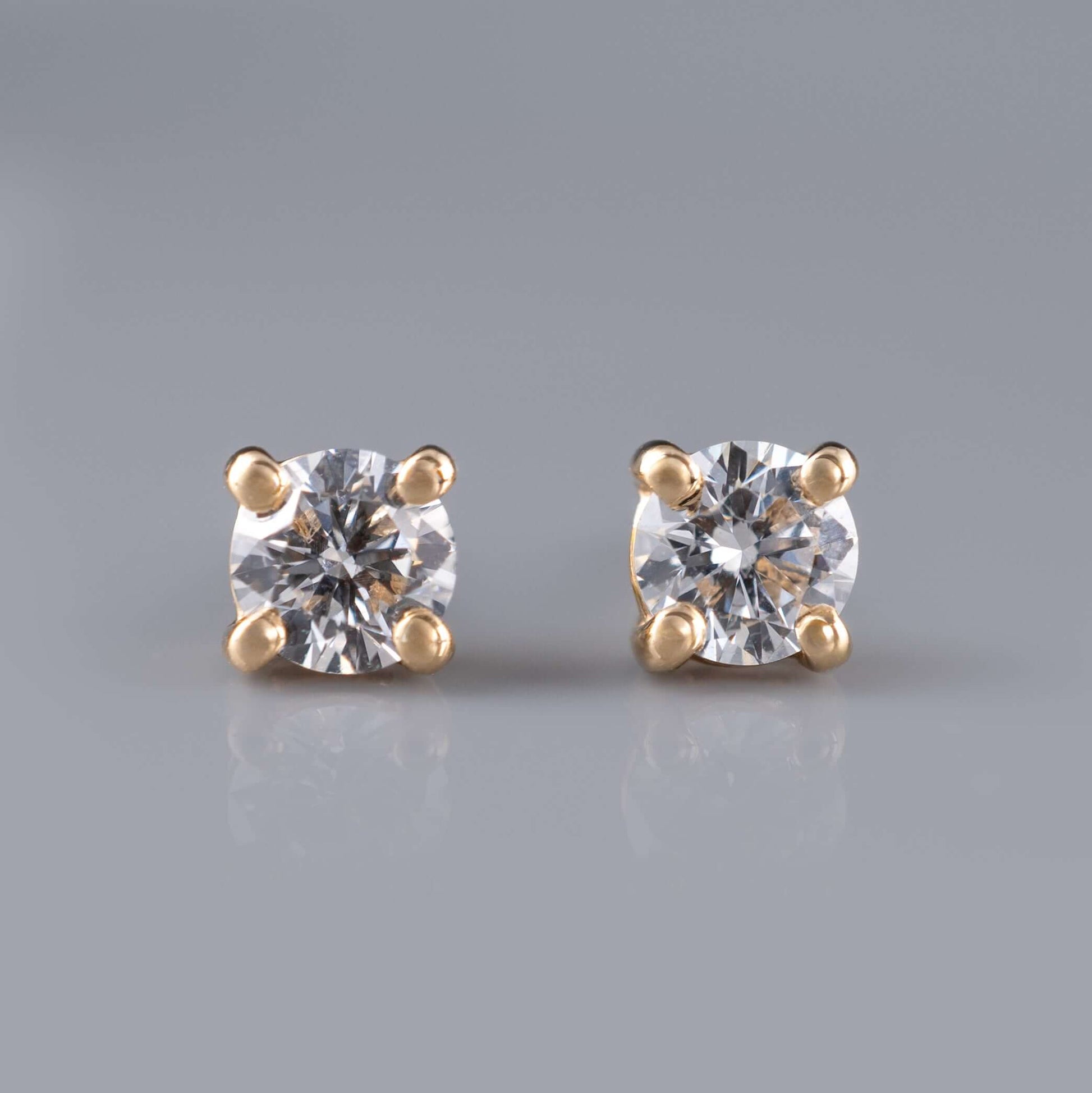 0.50ct Lab Diamond Stud Earrings 9ct Yellow Gold Hallmarked - Hunters Fine Jewellery