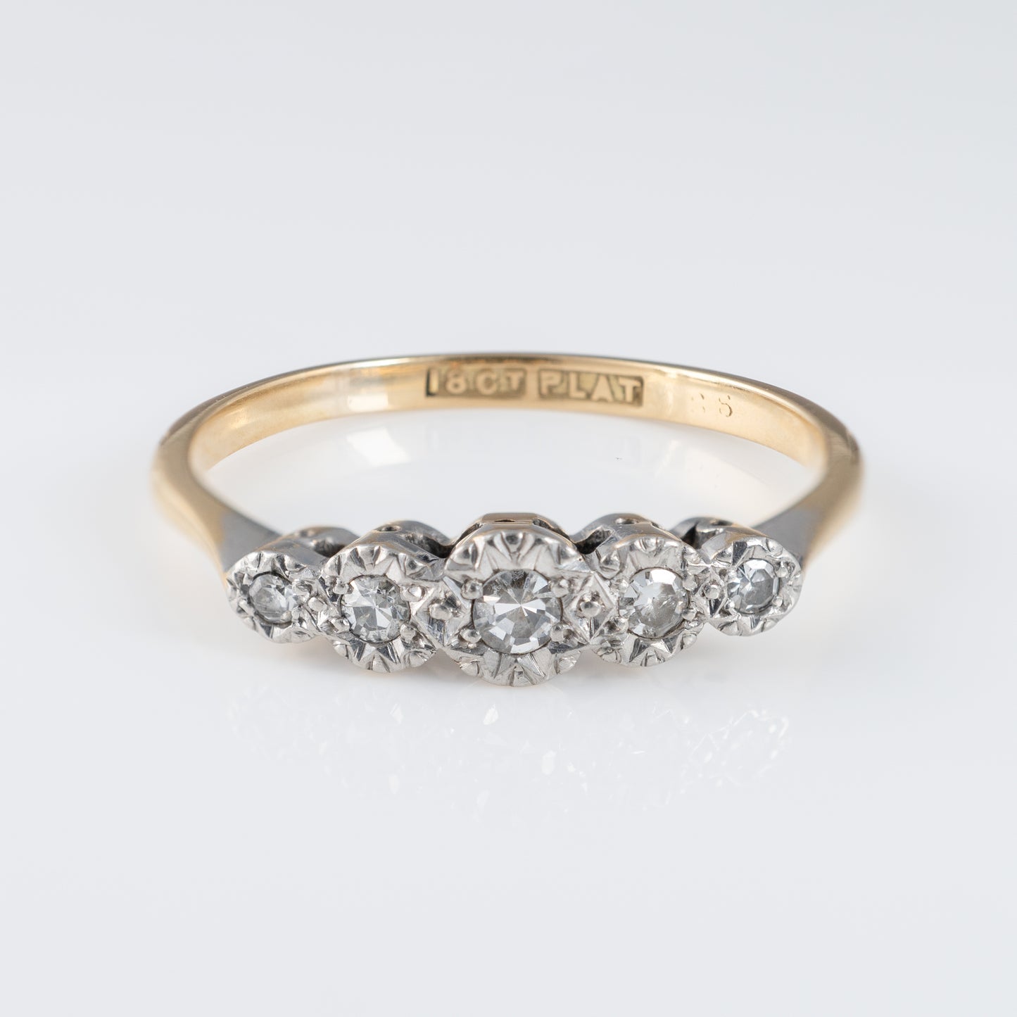 Pre-Owned 18ct Gold Five Stone Diamond Ring Size M
