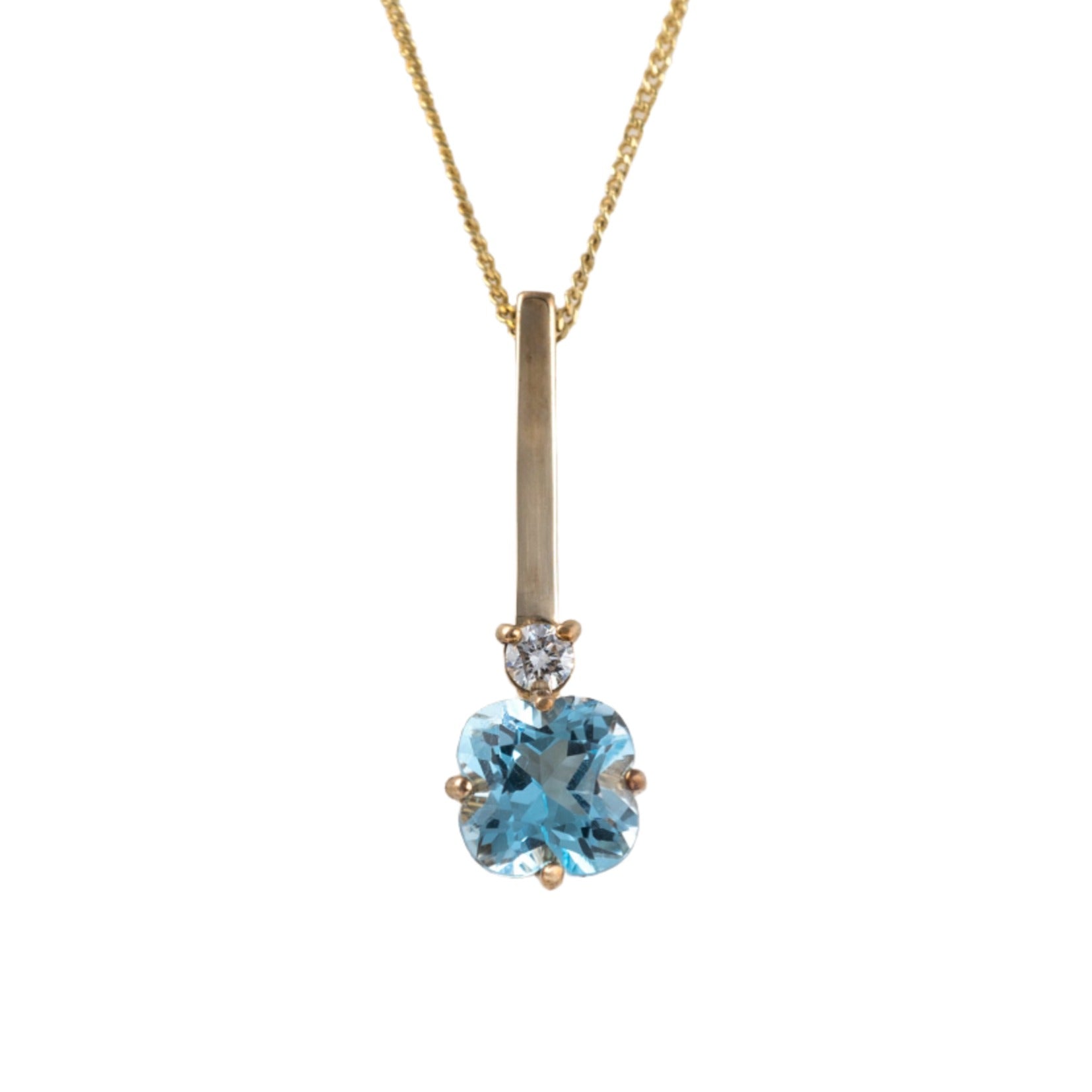Macy's 14k White Gold Necklace, Blue Topaz (7 ct. t.w.) and Diamond Pendant  - Macy's