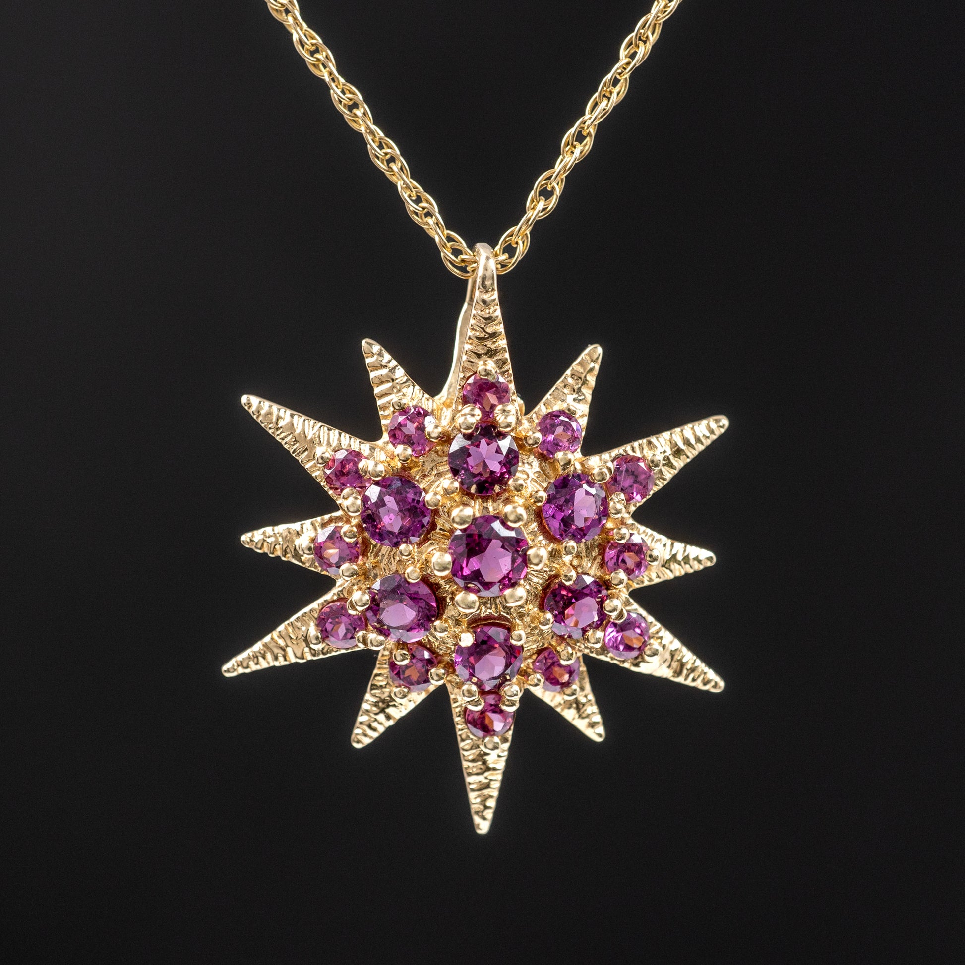 Pink Gemstones on 9ct Gold Star Pendant