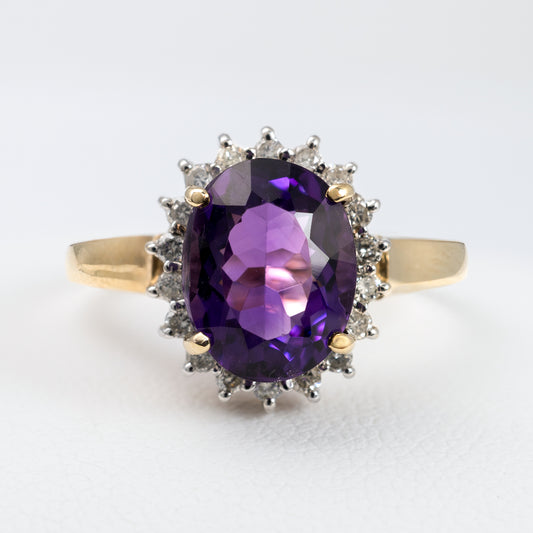 Amethyst Colour Halo Diamond Ring by Hunters Fine Jewellery