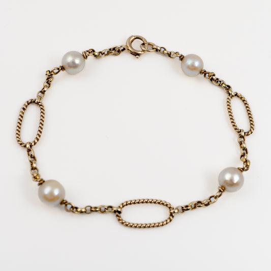 antique freshwater pearl bracelet 9ct gold